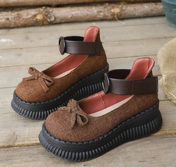 Xajzpa Thick soled shallow mouth single shoe summer new butterfly bow round toe simple comfortable daily casual women's shoes